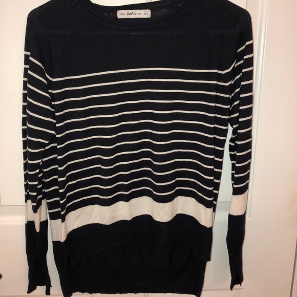 Zara Tops - Long sleeve dark navy-blue with white stripes